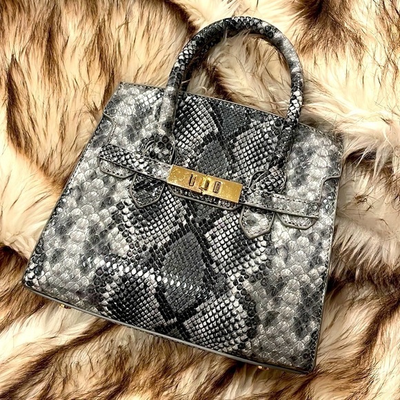 Madison West Purse | Structured Handbag | Snakeskin Print - Picture 1 of 8